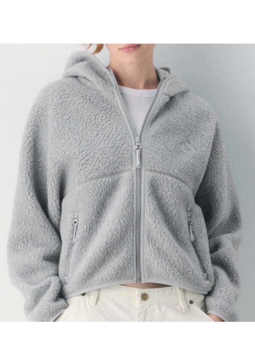 🩶 Aritzia TNA Polartec Fleece Full Zip Hoodie Gray S 🩶